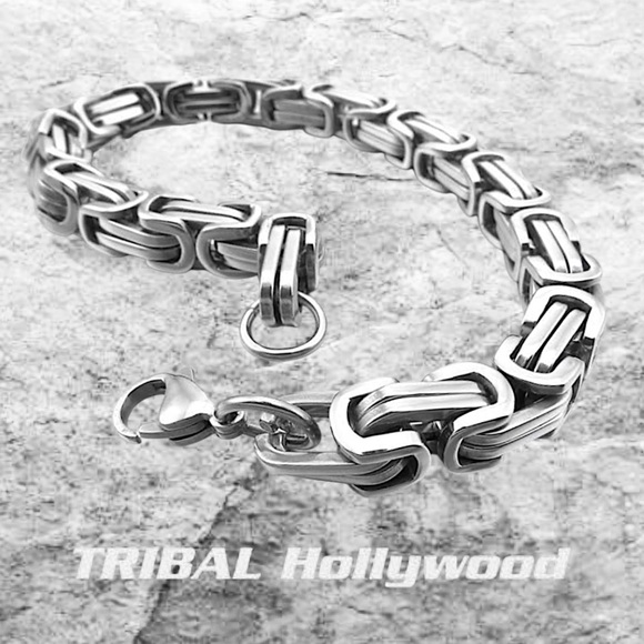 Tribal Hollywood Other - NEW .925 Silver/SS Byzantine Thick 6MM Chain Bracelet w/Box, Size 7.5”